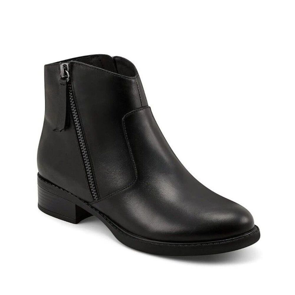 Easy Spirit Womens 10 M Black Lacy Leather Double Zipper Ankle Booties NIB OL7